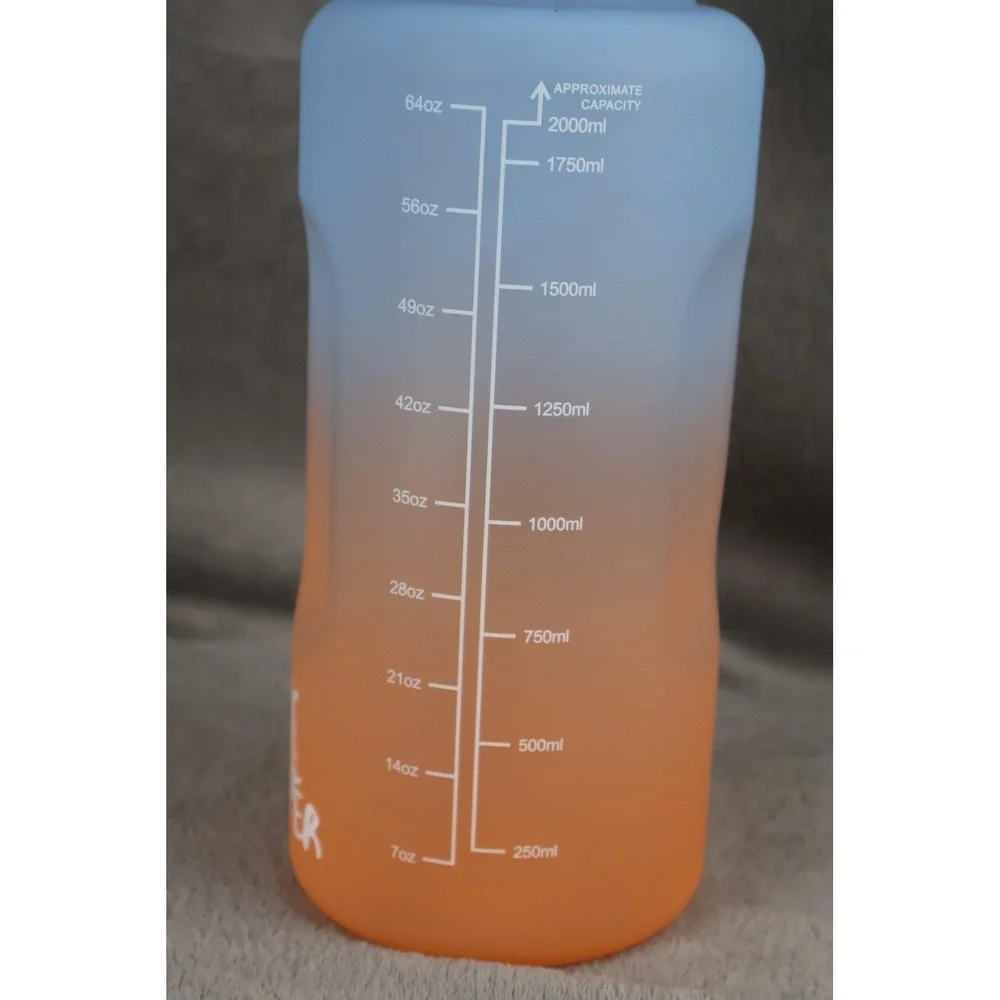 Flask Monster Tumbler Water Bottle 64 oz 2000 ml Blue Orange Ombre with‎ Handle